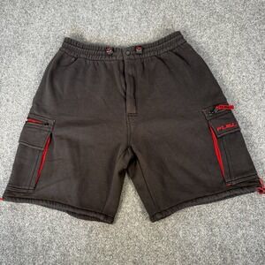 Vintage FUBU Sweat Shorts Black Red Goth Grunge Skater Y2K Hip Hop 2000s XL